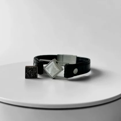 Women's bracelet with natural white pearl and hidden QR-code message — Path of Grace by Jewel Cocktail